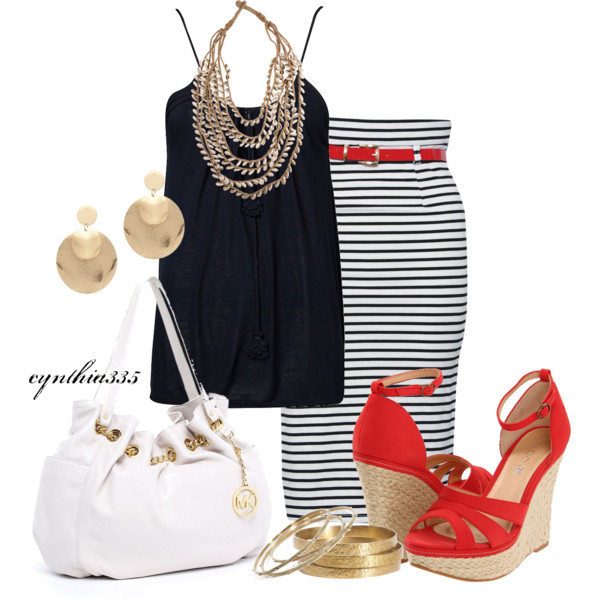 Stripe Pencil Skirt Outfit Idea