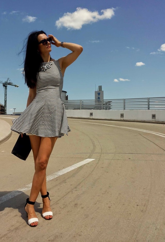 Stripe Short Dress for Date