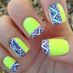 Tribal Neon Nail Design