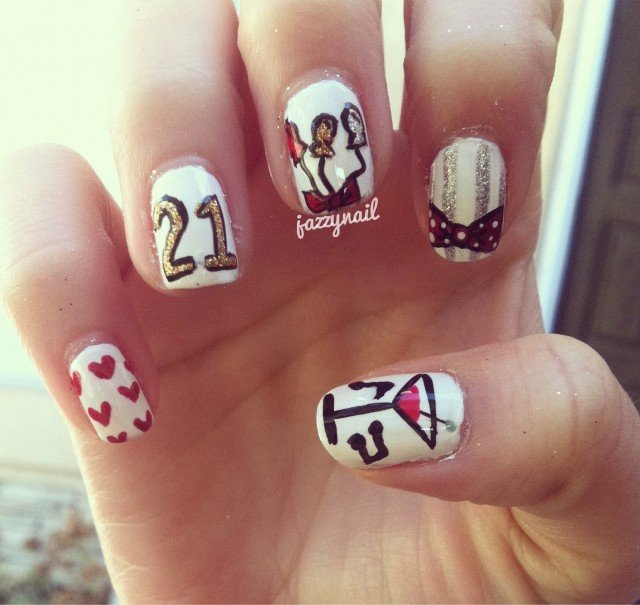 White Birthday Nail Design