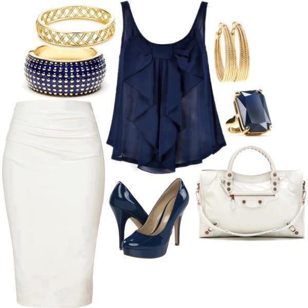 White Pencil Skirt Outfit Idea