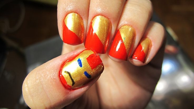 Amazing Red and Gold Iron Man Nails