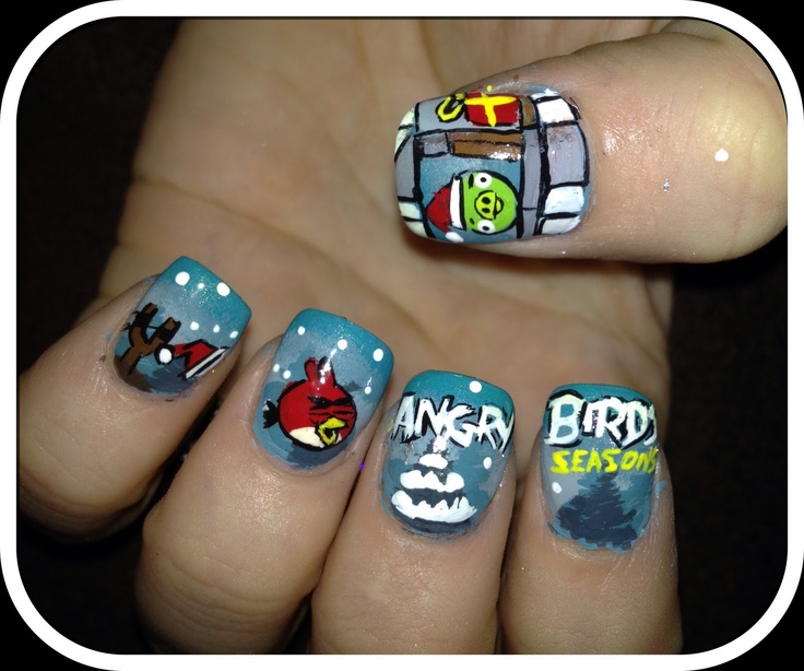 Angry Bird Nail Design for Christmas