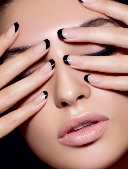Black Tipped French Manicure Design