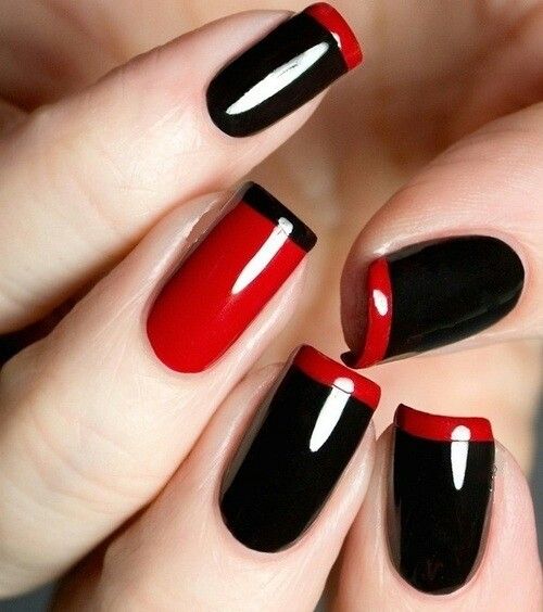 Black and Red Nails for French Manicure