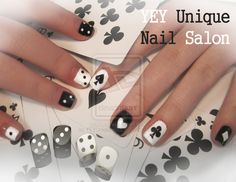 Black and White Card Nail Design