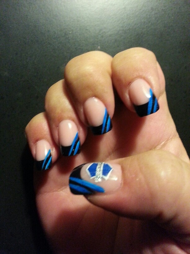 Blue Harley Davidson Nail Design for French Manicure