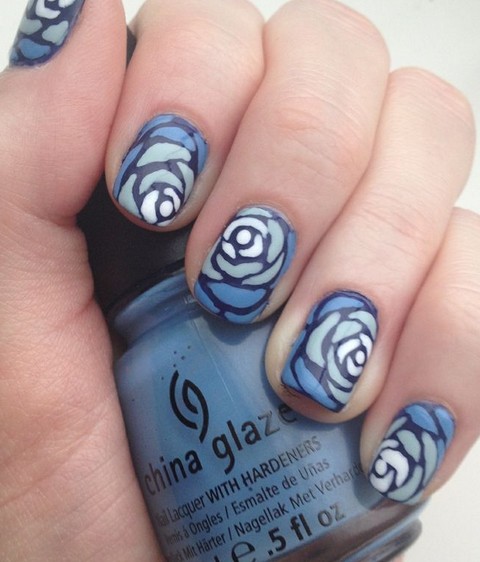 Blue Rose Nails