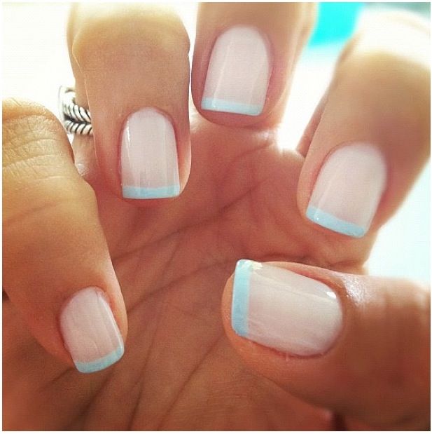 Blue Tipped French Manicure Design