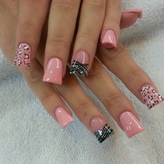 Blush Polish Leopard Nail Art Design