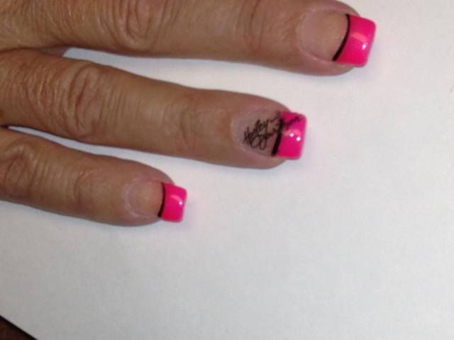 Bright Pink Harley Davidson Nail Design