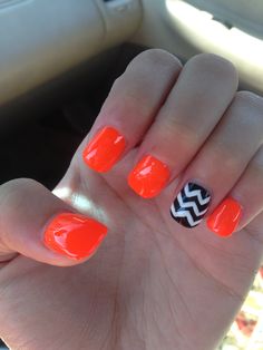 Chevron Orange Nail Design