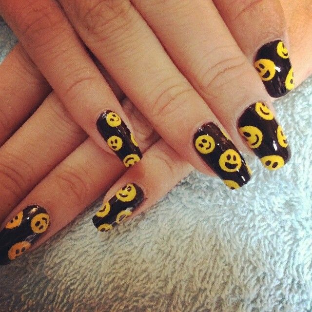 Chocolate Happy Face Nail Design