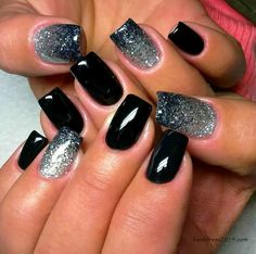 Cool Black and Silver Nail Design
