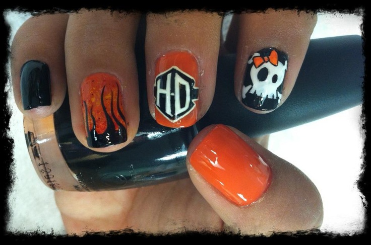 Cool Harley Davidson Nail Design