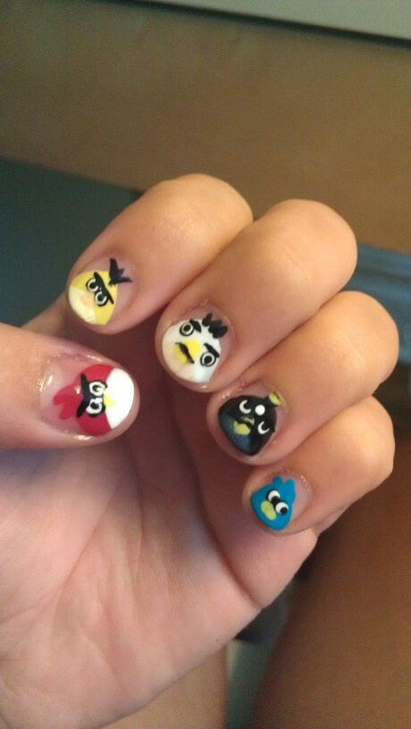 Cute Angry Bird Nail Design