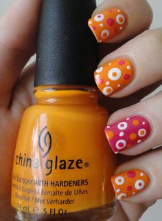 Dotted Orange Nail Design