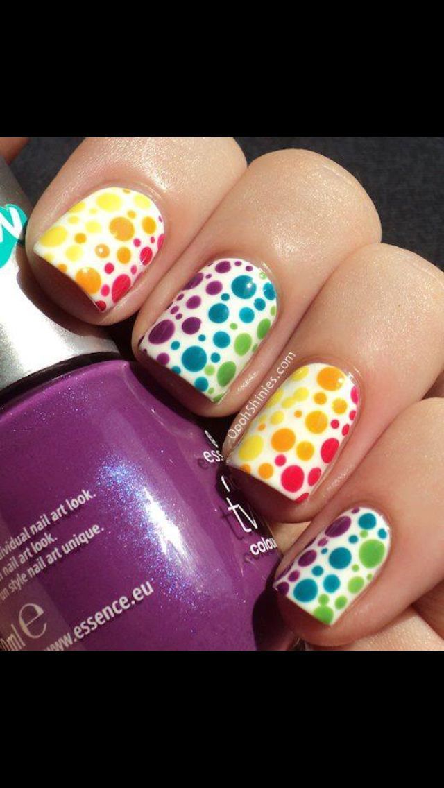 Dotted Rainbow Nail Art Design