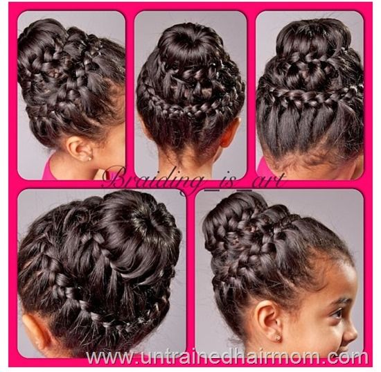 Double Braid Crown Bun Hairstyle for Kids