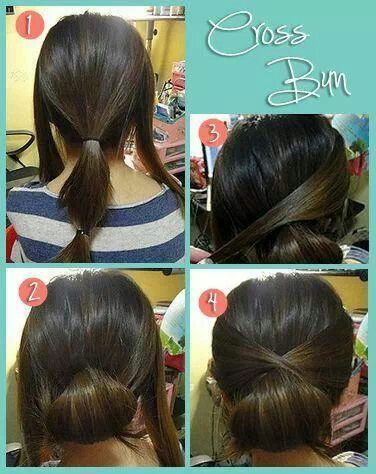 Easy Cross Bun Hairstyle Tutorial