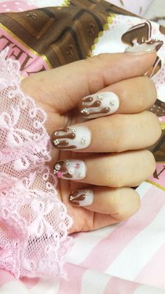 Embellished Chocolate Nail Design