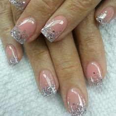 Embellished Pink and Silver Nail Design