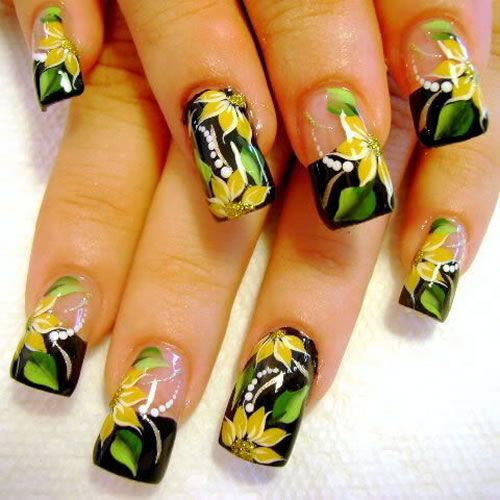 Funky Yellow Nail Design