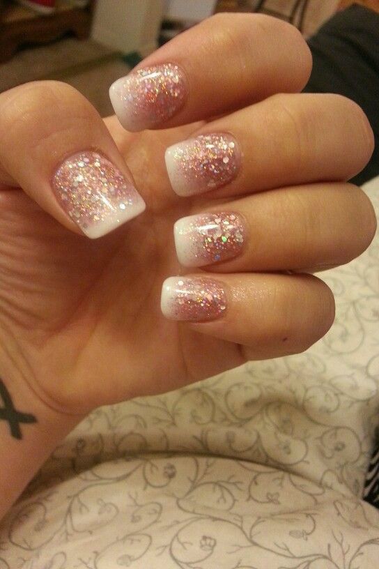 Glittering Gold French Manicure Design