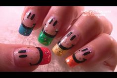 Glittering Happy Face Nail Design