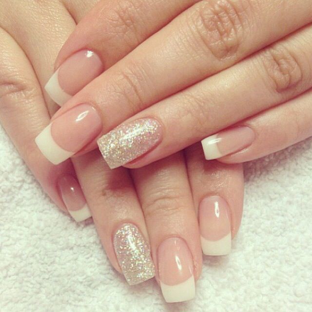 Glittering Gold French Manicure Design