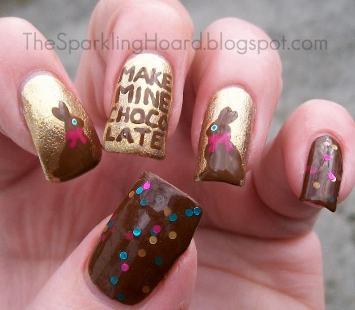 Golden Chocolate Nail Design