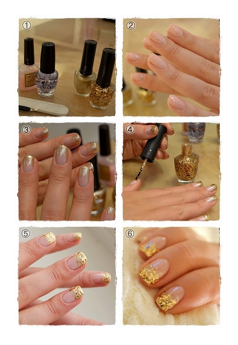 Golden Glitter Nails