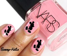 Light Pink Mickey Mouse Nails