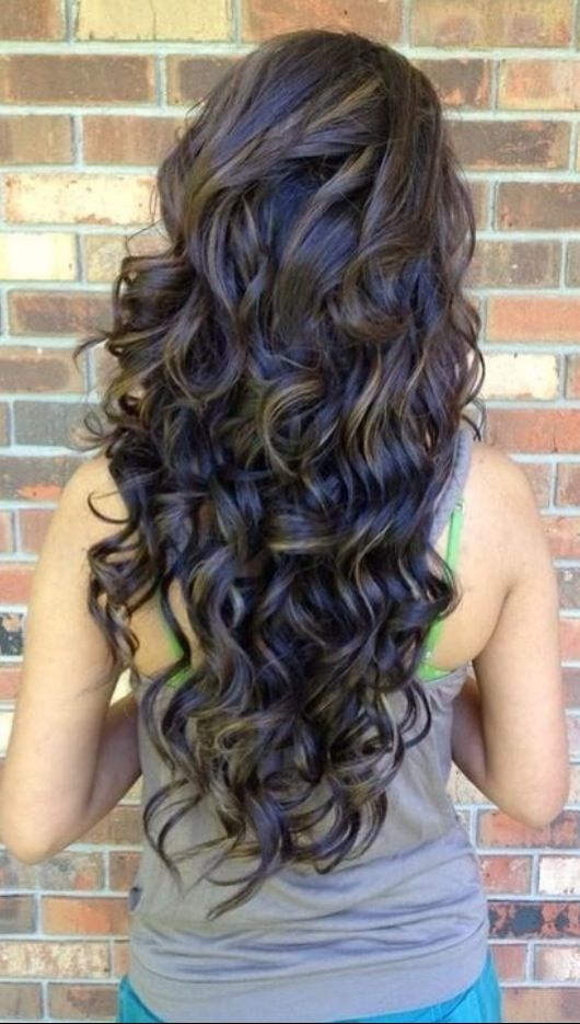 Long Curly Hairstyle for Dark Brunette Hair