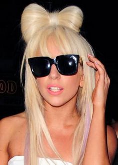 Long Straight Bow Hair - Lady Gaga Hairstyles