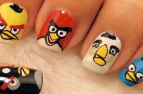 Lovely Angry Bird Nail Design