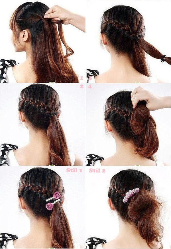 Messy Braided Updo with Swept Bangs
