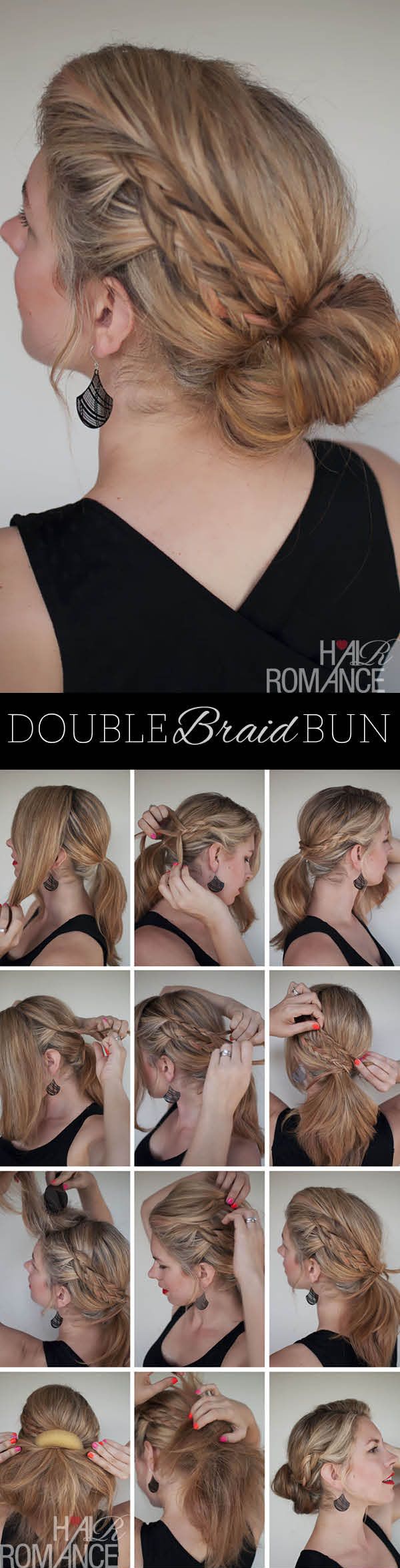 Messy Double Braid Bun Tutorial