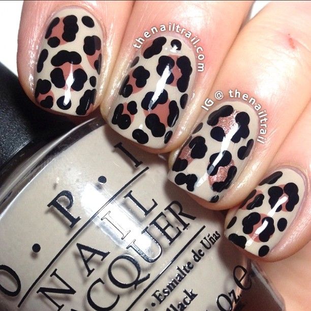 Nude Leopard Nail Art Design