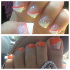 Orange Nail Design for Proms