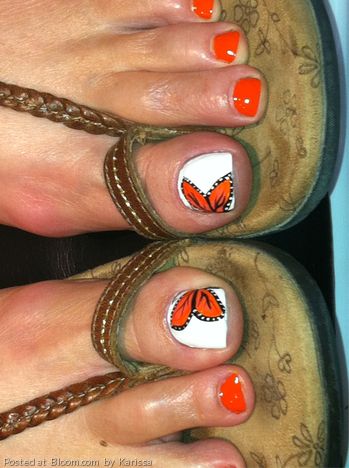 Orange Nail Design for Toenails