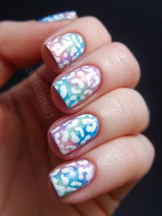 Pastel Colored Leopard Nail Art Design