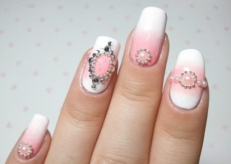 Pink Embellished Nail Design