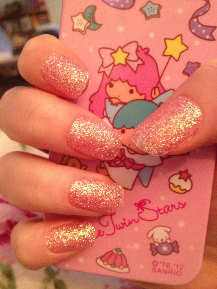 Pink Glitter Nails