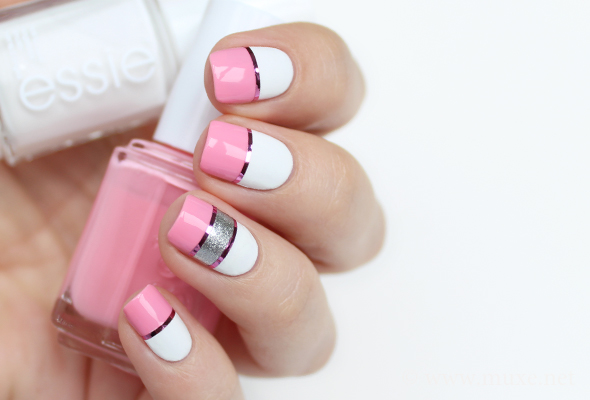 Pink, White and Sliver Nails