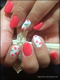 Pretty Pink Cherry Nail Design