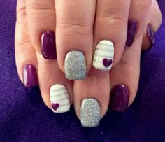 Purple and Silver Nail Design