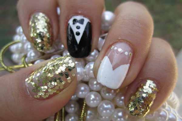 Shimmer Nail Design for Wedding