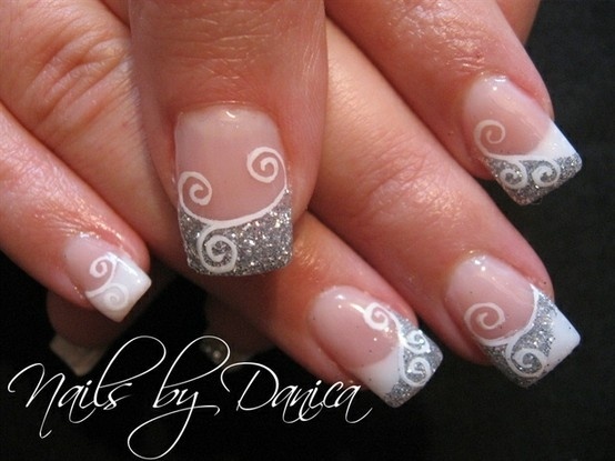 Silver Nail Design for French Manicure