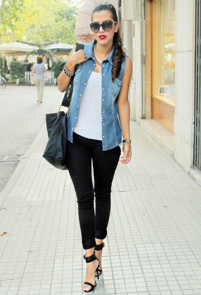 Simple Outfit Idea with Denim Vest